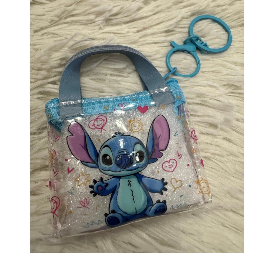 Disney Stitch clear mini bag zipper  keychain with Stitch and doodles